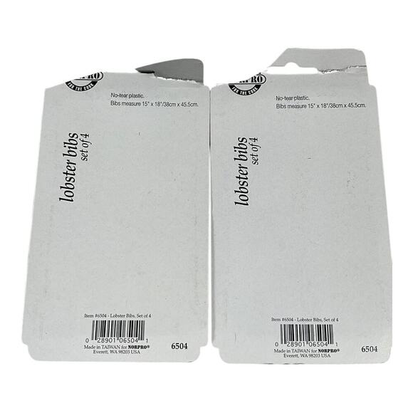 Quality Norpro New In Pack Lobster Bibs 2 Packs Set Of 4 Each No Tear Plastic - Picture 2 of 3